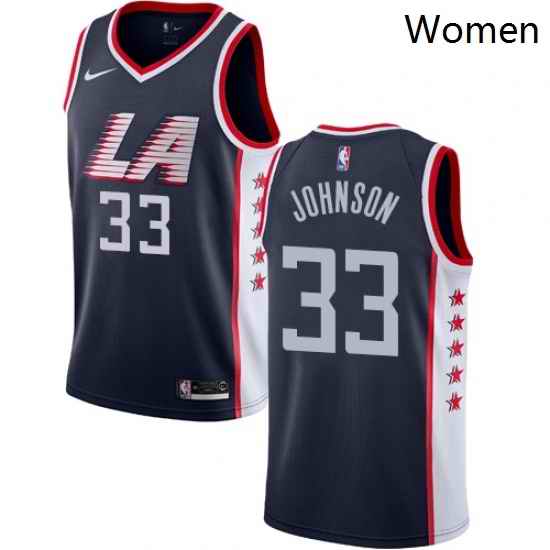 Womens Nike Los Angeles Clippers 33 Wesley Johnson Swingman Navy Blue NBA Jersey City Edition